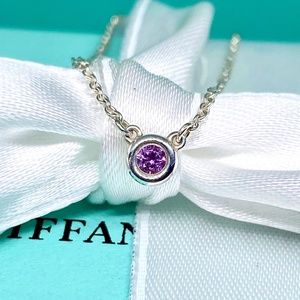 TIFFANY & CO Elsa Peretti Color by the Yard Pink Sapphire 925 necklace 16”